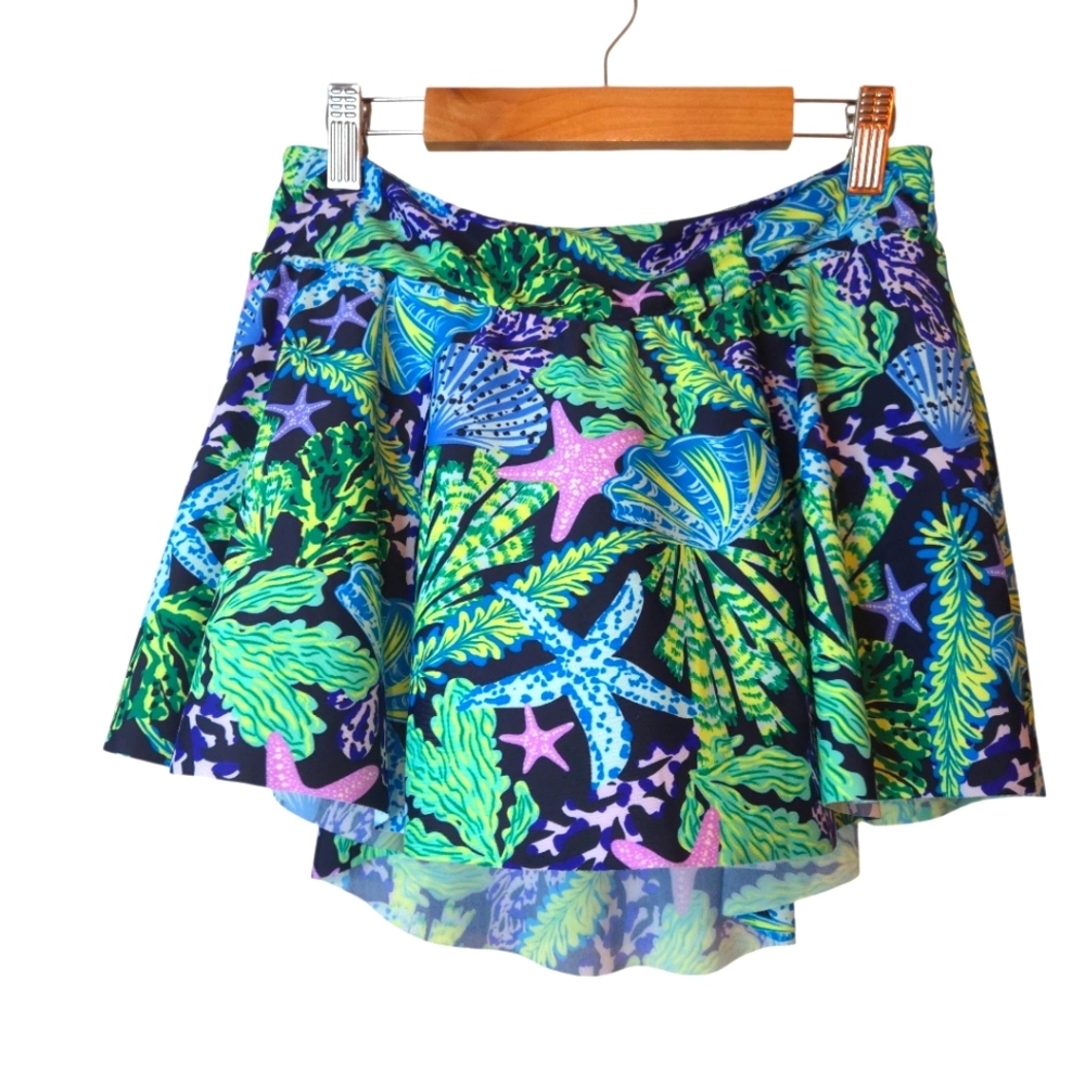 Stella Parker Collection Colorful Starfish & Leaf Print Skirt/Swim Bottom M NWOT